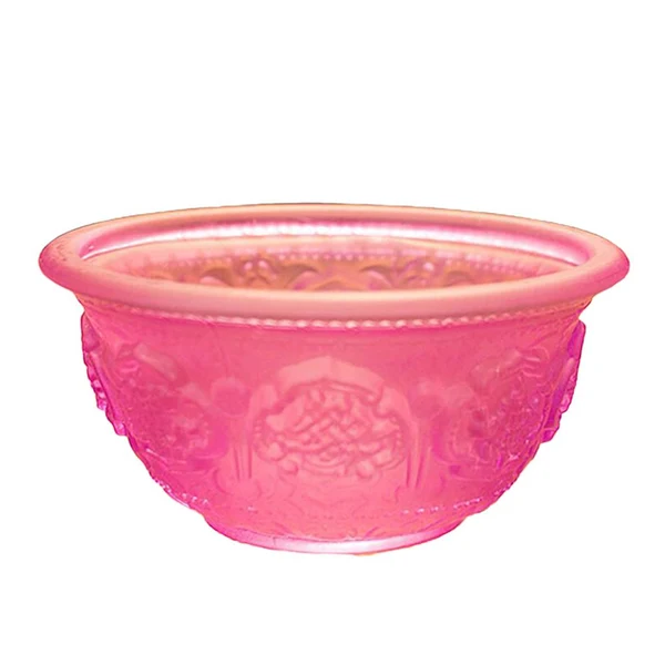 Modern Maxbell Holy Water Bowl 8 Auspicious Glass Water Cup for Worship Buddha Cup Pink Verified