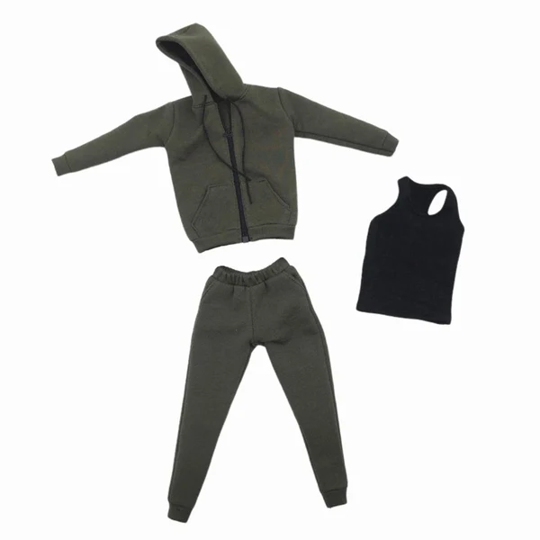Artisan Maxbell 1 6 Men Hooddie Vest Set Clothing for Phicen Figures Toys Parts green Eco-Friendly