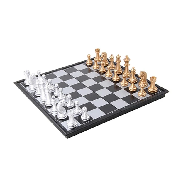 Practical Maxbell Folding Plastic Standard Travel International Chess Game Board Set Golden Premium Material