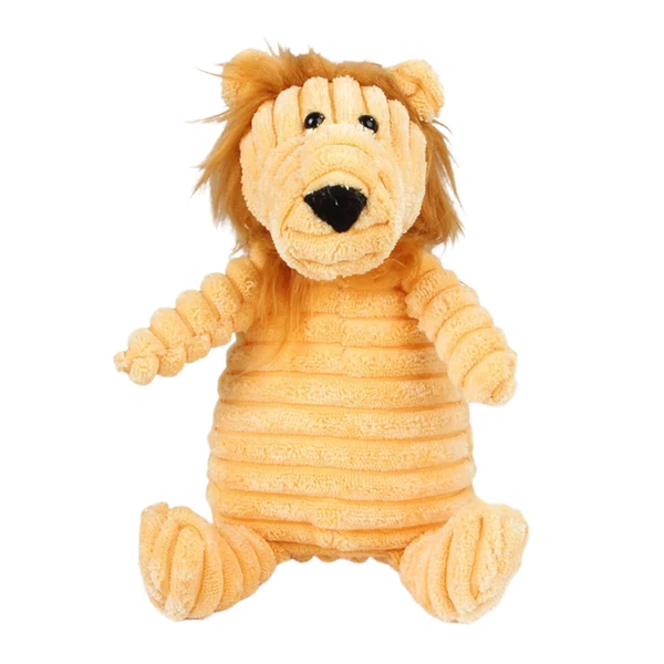Reusable Maxbell Animal Shape Corduroy Pet Toy Dog Puppy Chewing Biting Toy Lion Innovative