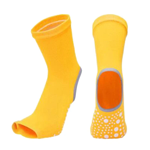 Advanced Maxbell Yoga Socks Womens Toeless Non Slip Rubber Grip Heel Barre Dance Socks Yellow Elegant