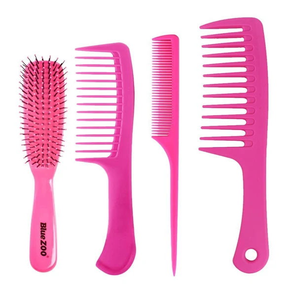 Classic Maxbell 4Pcs Hairdressing Brush Combs Hair Salon Styling Barber Combs Kit Rose Red Superior