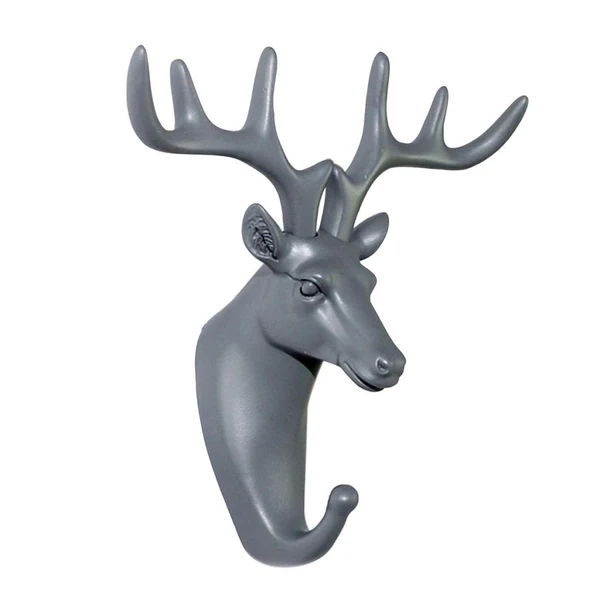 Artisan Maxbell Nordic Style Resin Animal Head Decorative Hook Gray Color Deer Minimalist