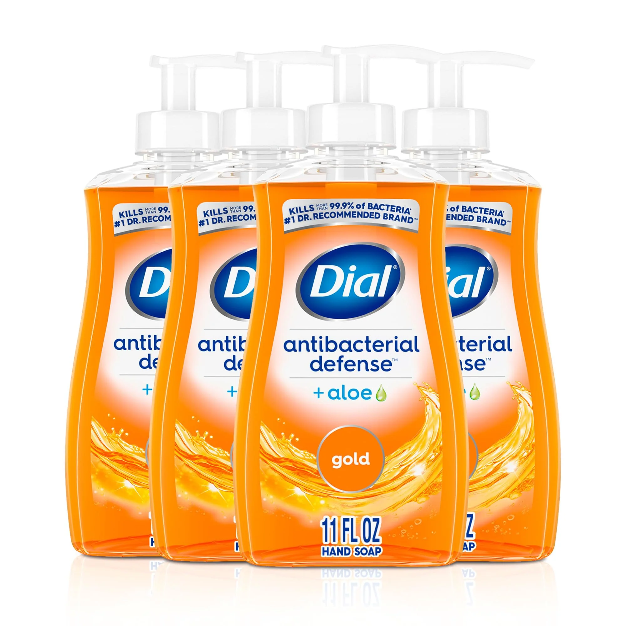 Artisan Dial Antibacterial Defense Liquid Hand Soap Aloe Gold Scent 11 Fl Oz Pack of 4 Dermatologist-Tested Hand Wash Gentle Formula Sustainable