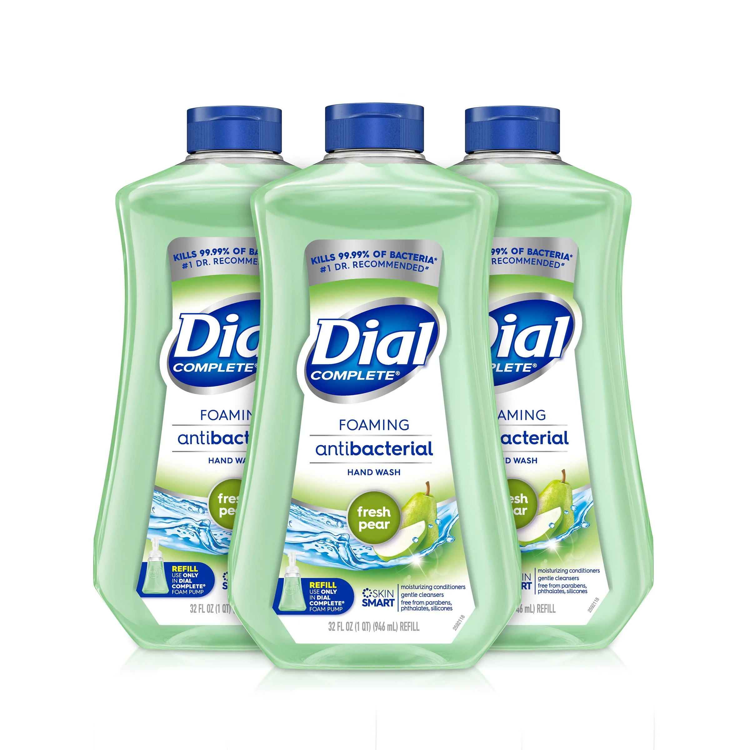 Detailed Dial Complete Antibacterial Foaming Hand Wash Refill Fresh Pear 32 fl oz Pack of 3 Responsible