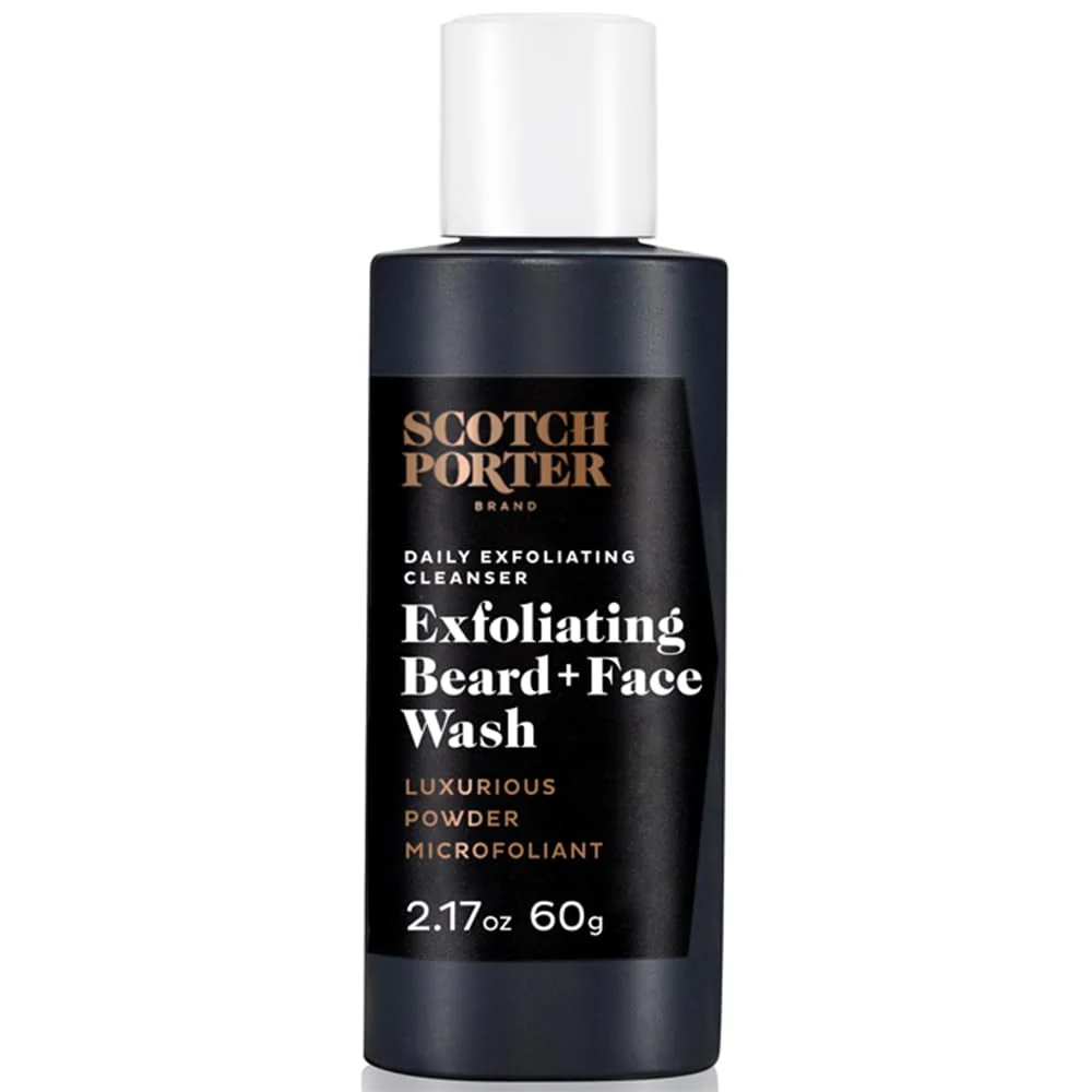 Certified Scotch Porter Exfoliating Beard Wash Face Cleanser for Men Travel Friendly Formulated with Non-Toxic Ingredients of Parabens Sulfates Durable