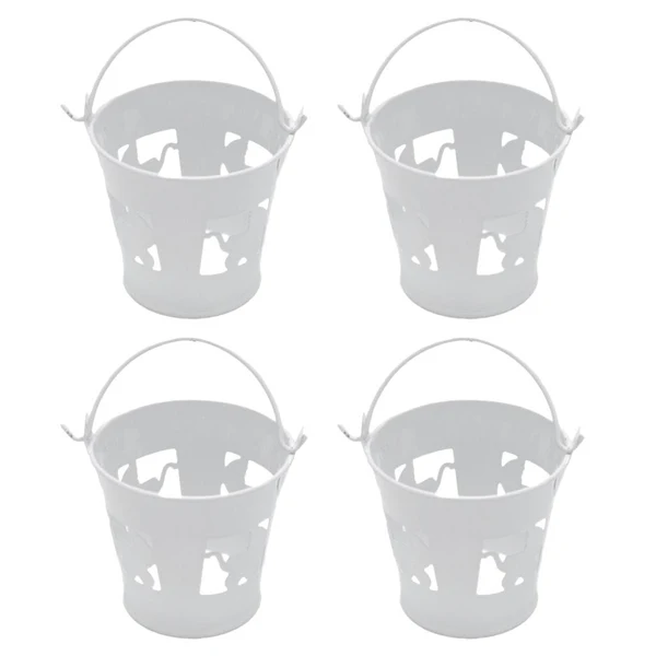 Green Max Maxb 4pcs set White Mini Metal Iron Buckets Pail Style Gift Box DIY Party Decor Optimized