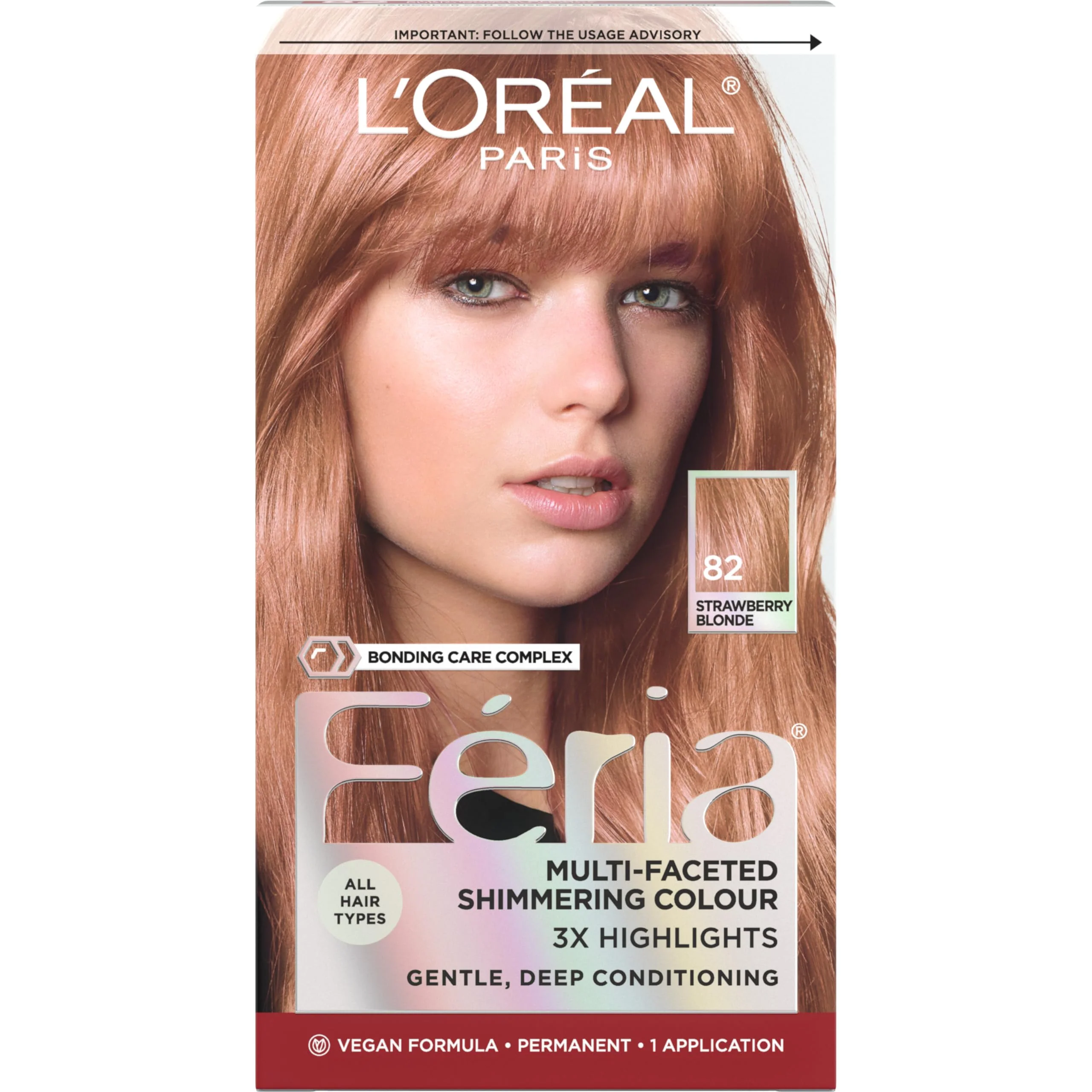 Unique L O Paris Feria Multi-Faceted Shimmering Permanent Hair Color High Intensity Hair Dye for 3X Highlights 82 Strawberry Blonde 1 Hair Dye Kit First-Class