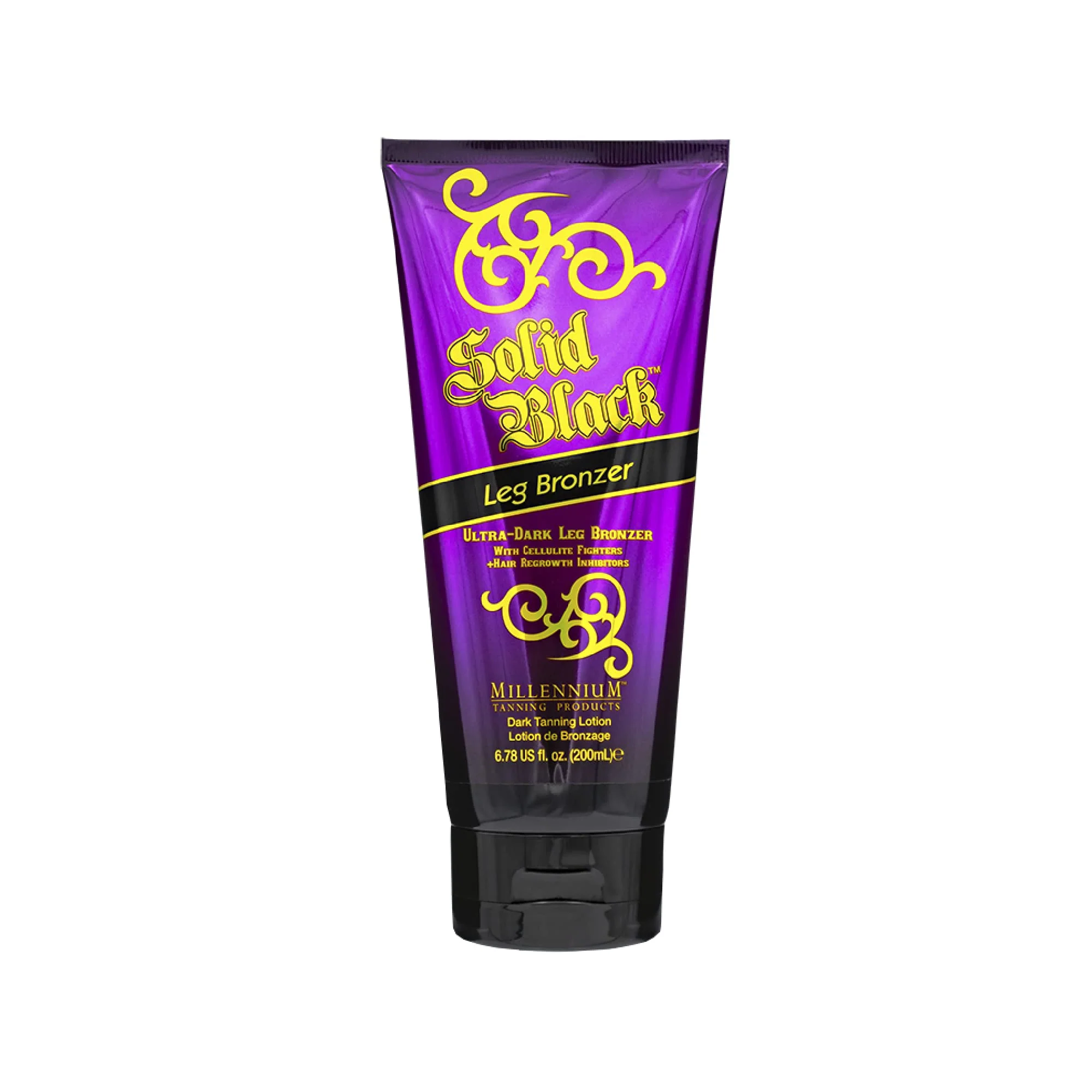 Verified Millennium Tanning Solid Black Leg Bronzer - Ultra Dark Tanning Lotion with Aloe Vera Cellulite Fighters Hair Growth Inhibitors 6.78 oz Fashionable
