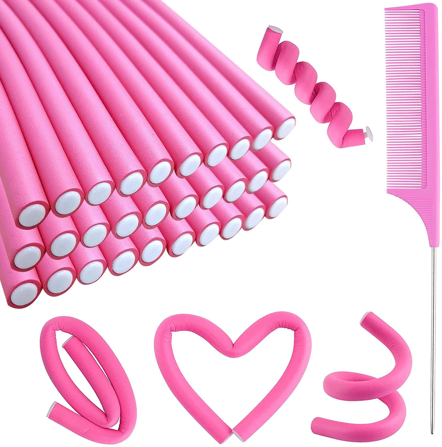Casual 30PCS 9.45 Flexi Rods Curlers Set for Short and Long Hair No Heat Foam Rollers with Steel Comb Buytta Outstanding