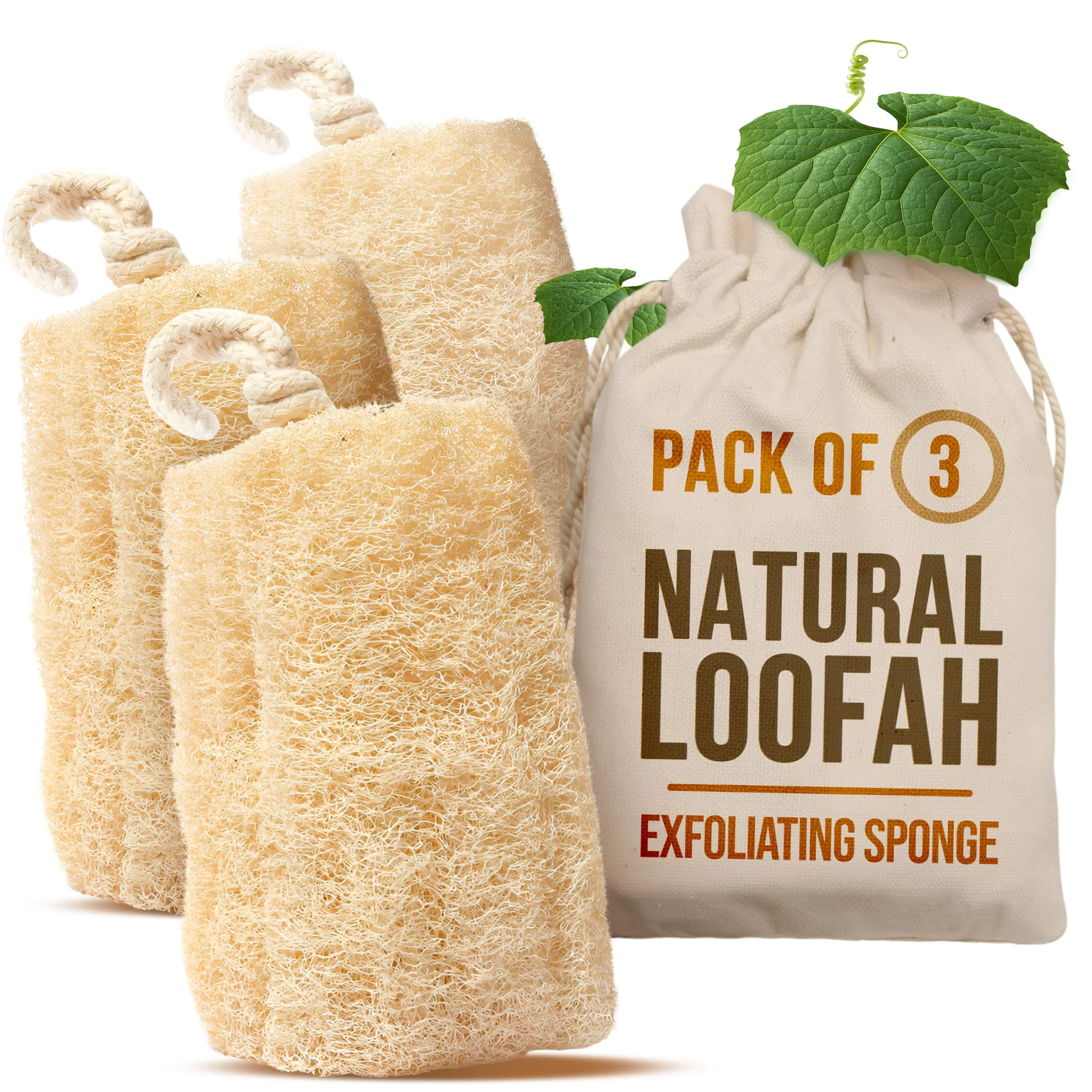 User-Friendly CraftsOfEgypt Natural Loofah Sponge - Egyptian Luffa Body Scrubber Pack of 3 for Men Women Natural Bath Shower Loofah Exfoliator All Natural Exclusive