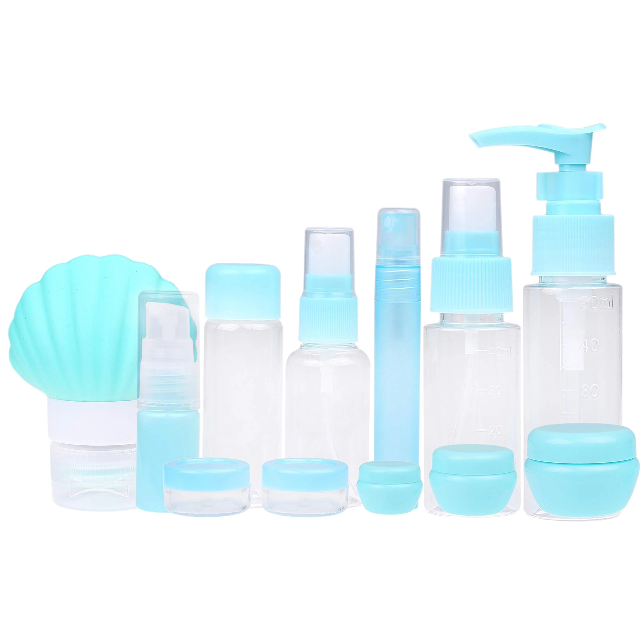 Classic Travel Bottle Set - Refillable - TSA Airline - 12 Bottles and Jars - 3 Tools Pipette Funnel and Mini Spatula - For Downsized Portions Casual