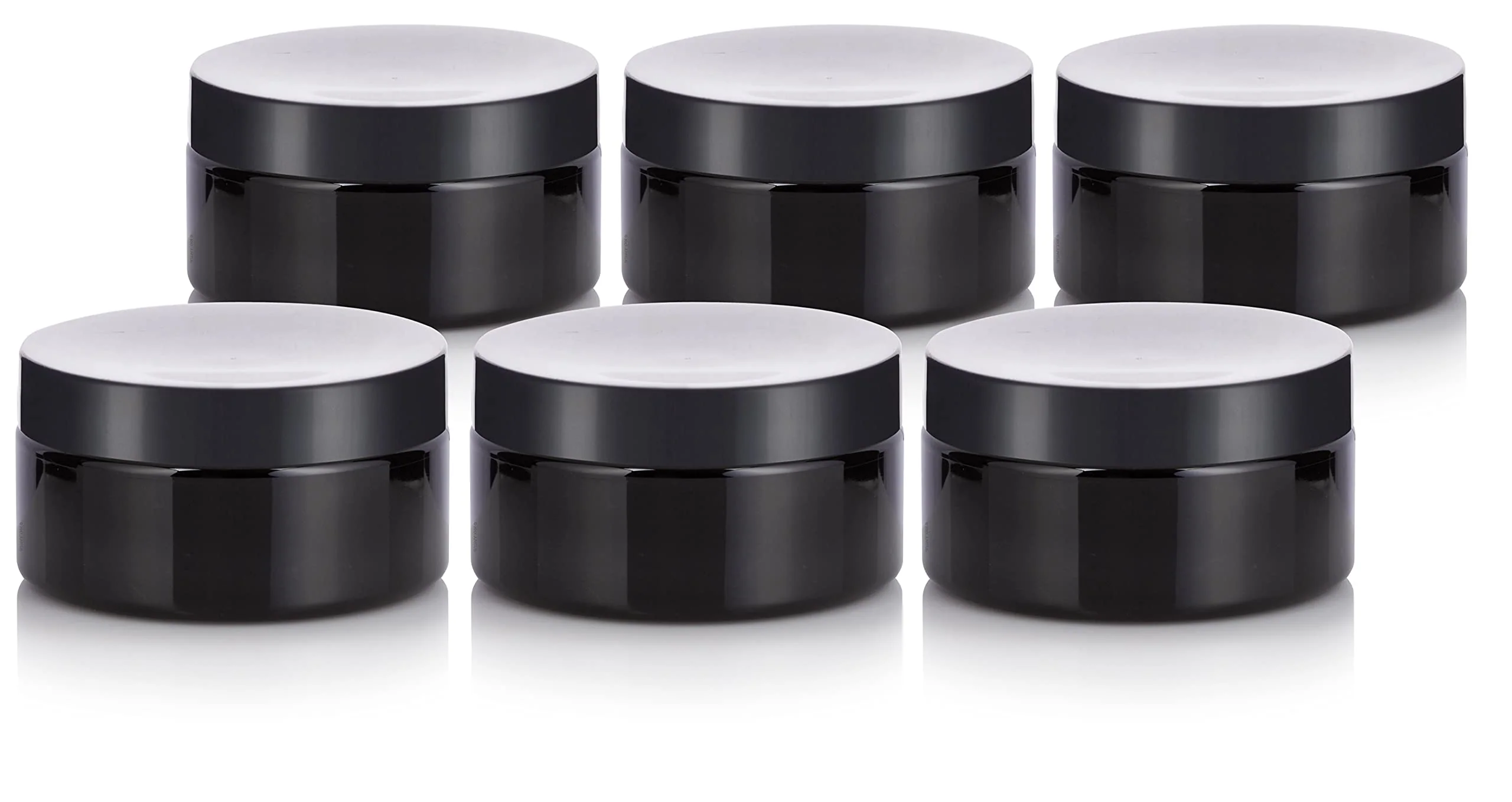 Reliable 8 oz Black PET Plastic Refillable Low Profile Jar with Black Lid 6 Pack Luxury