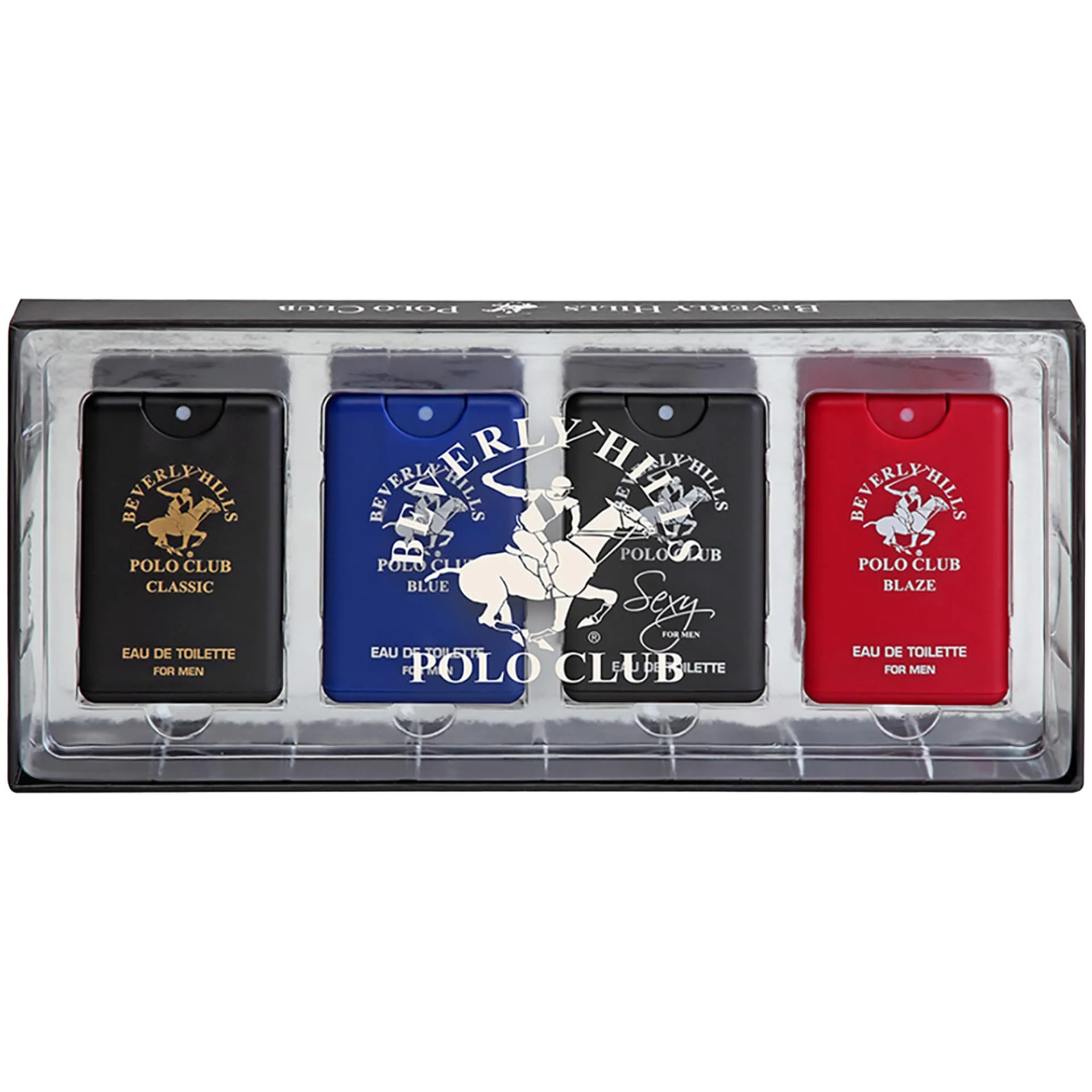 Fashionable Beverly Hills Polo Club Pocket Size Collection 4 Piece Cologne Gift Set for Men Pack of 1 0.68 fluid_ounces Modern
