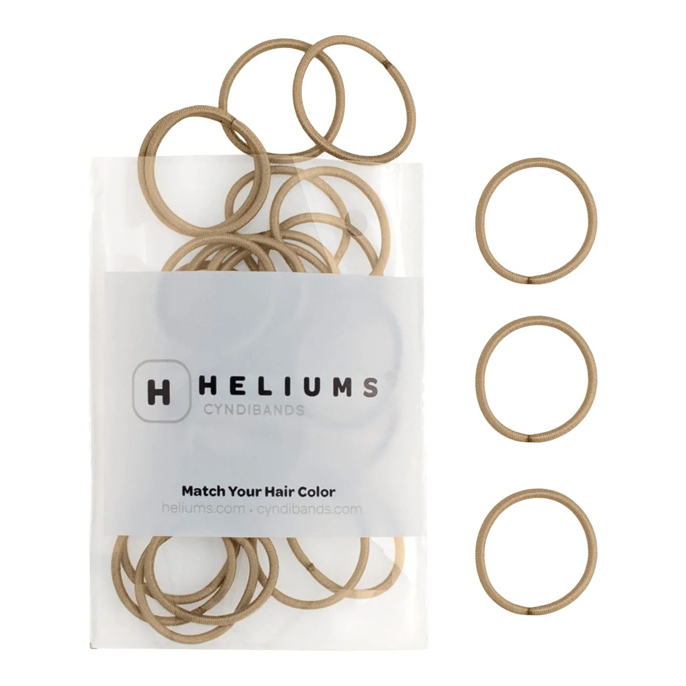 Enhanced Heliums Small Hair Ties - Sandy Blonde - No Damage Mini 1 Inch Reusable 2mm Elastics for Thin Hair and Kids Neutral Ponytail Holders - 48 Count Prestigious