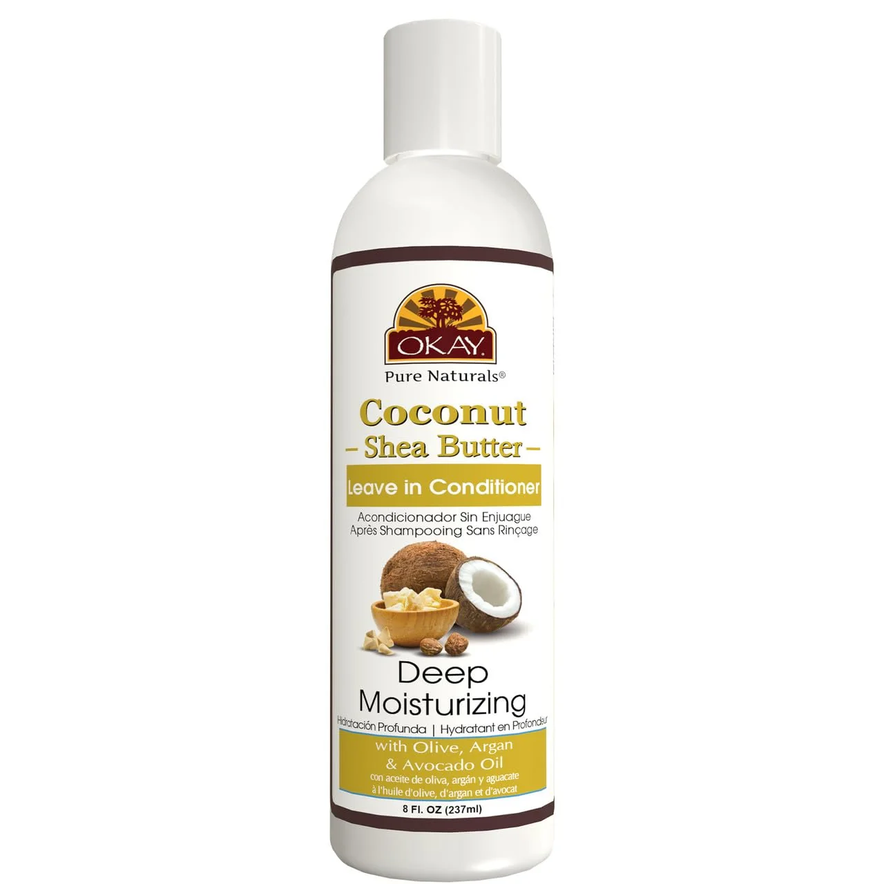 Advanced OKAY Coconut Shea Butter Leave-In Conditioner For All Hair Types Textures Fortify - Strengthen - Revitalize With Olive Argan Avocado Effective