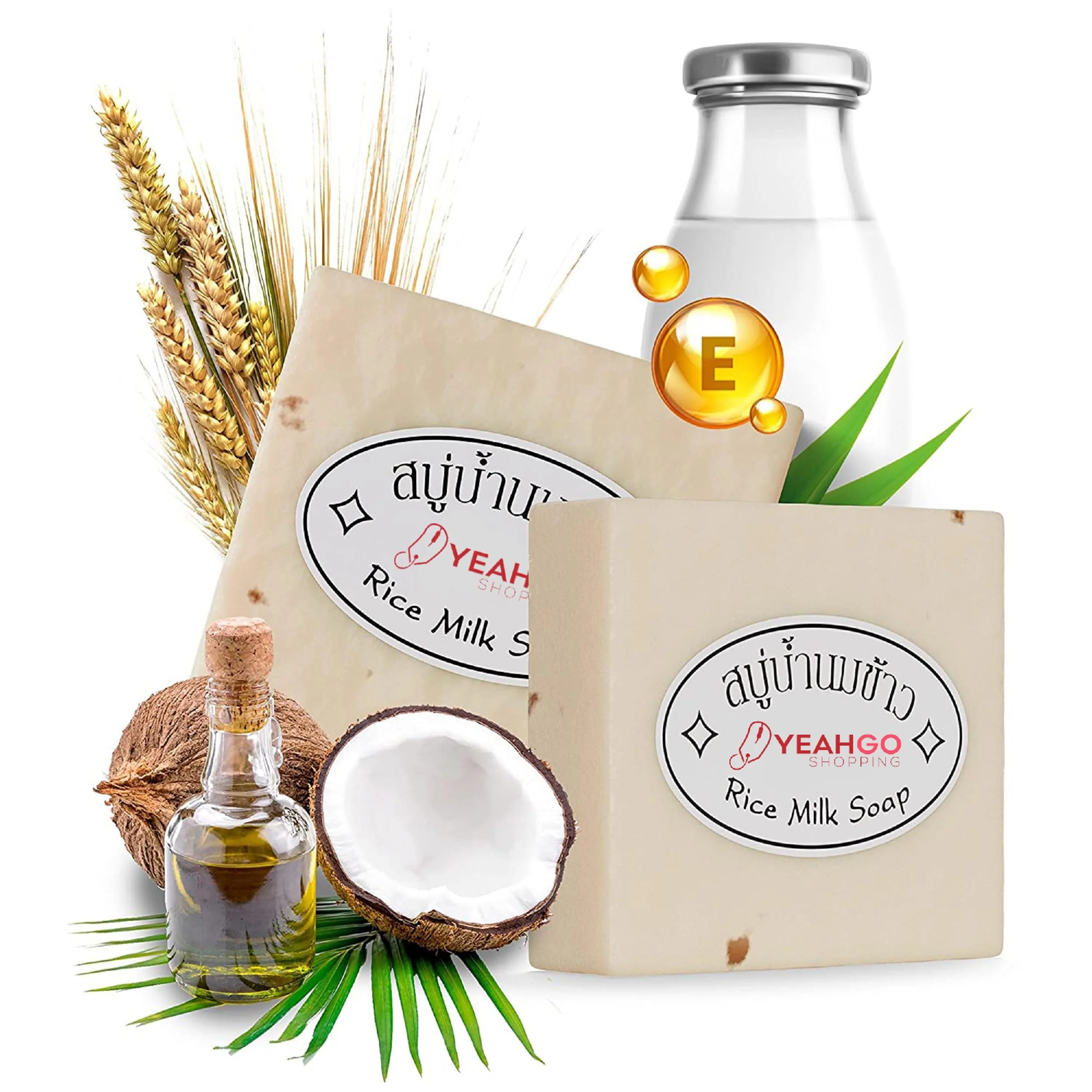 Consistent Yeahgoshopping 3 Pcs Rice Milk Soap Bar Thailand Jasmine Natural 60-65 Grams Handmade Gluta Collagen Douro Jabon Made in Thailand 3 Soap Recyclable
