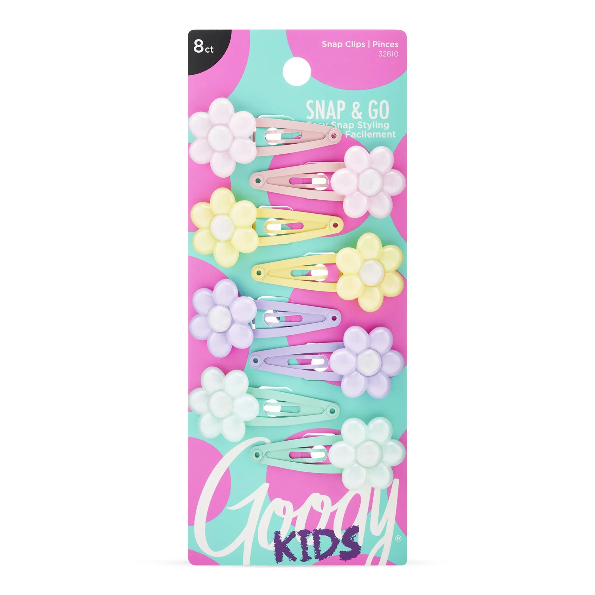 Natural Goody Kids Mini Epoxy Contour Snap Clips - 8 Count Daisy Charm - Just Snap Into Place - Suitable for All Hair Types - Pain- Hair Accessories Superior