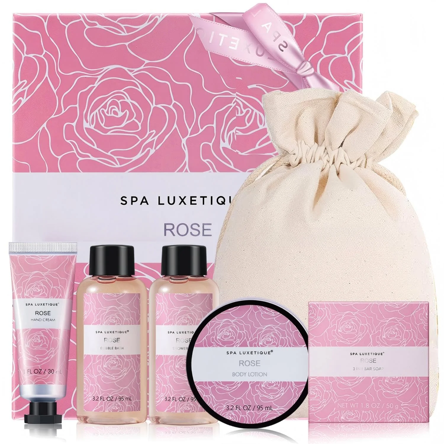 Breathable Spa Luxetique Gifts for Women Bath and Body Gifts Set 6pcs Gift Baskets Rose Bath Sets for Women Valentine's Day Gifts for Her Outstanding