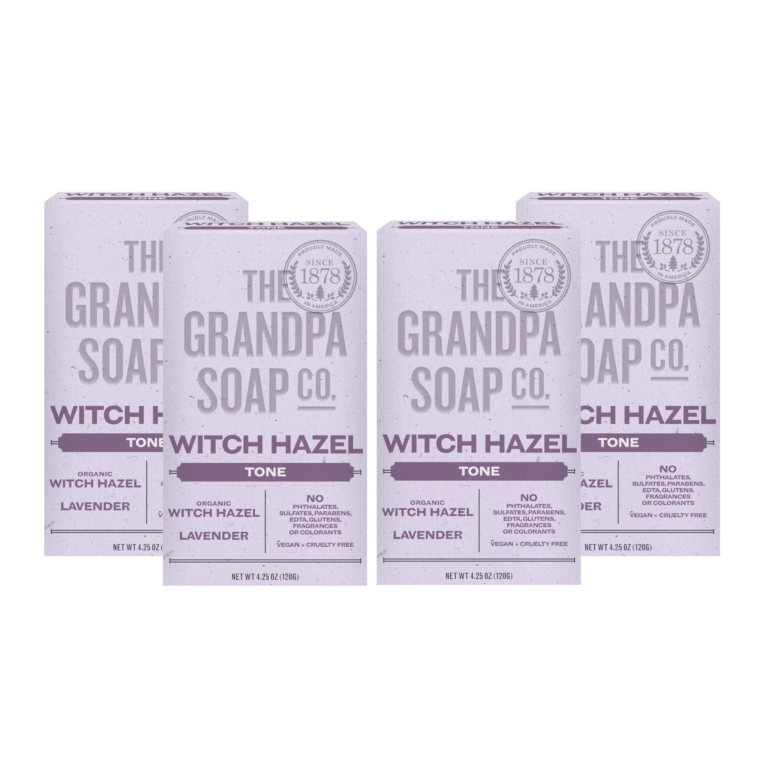 High-Quality The Grandpa Soap Company Witch Hazel Bar Soap - Gently Tones Skin With Witch Hazel and Lavender Provides a Relaxing Effect Vegan For Face Minimalist