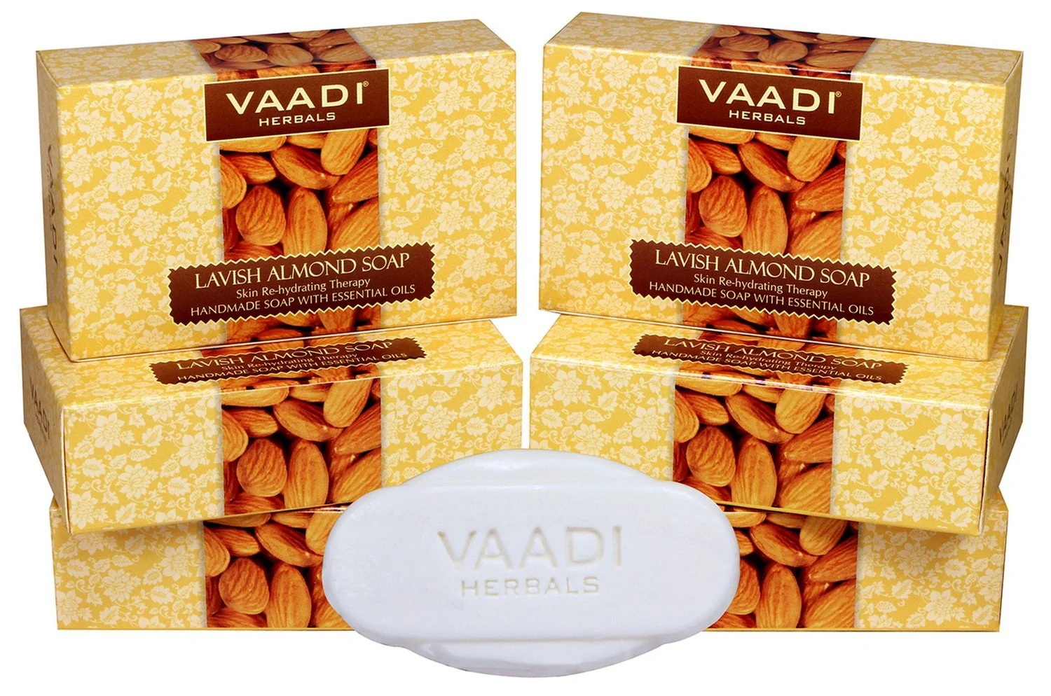 Solid Vaadi Herbals Skin Rehydrating Lavish Almond Soap 6x75g Quality
