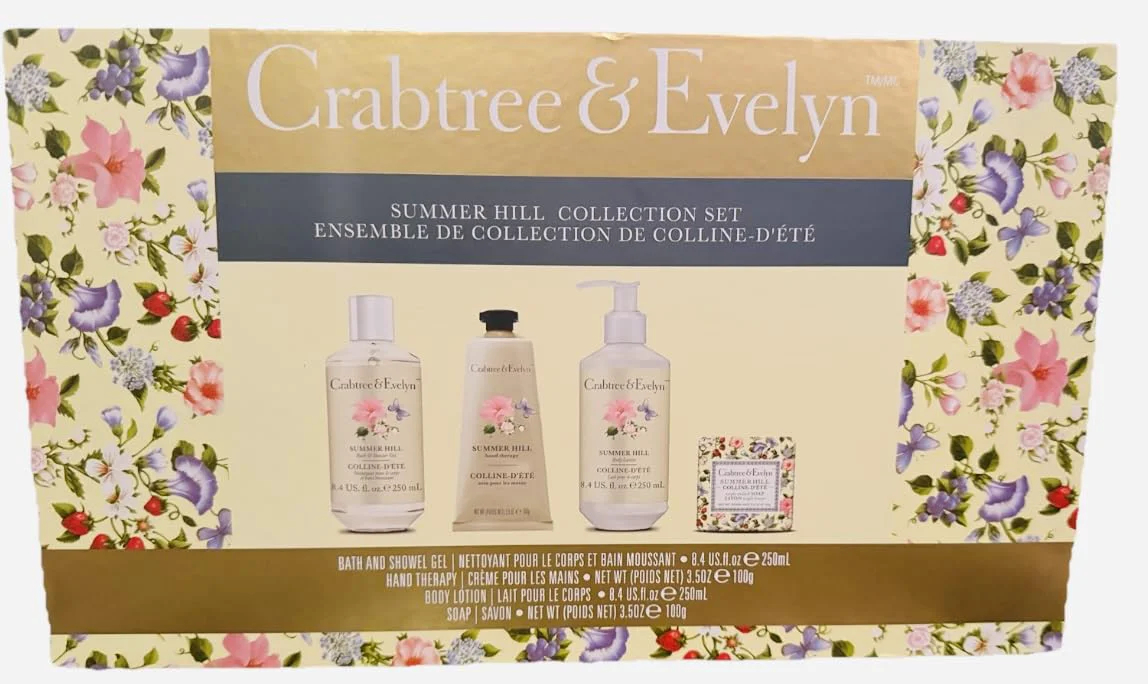 Artisan Crabtree Evelyn Summer Hill Collection Set Bath Shower Gel 8.4 fl oz Hand Therapy 3.5 oz Body Lotion 8.4 fl oz Bar Soap 3.5 oz Exceptional