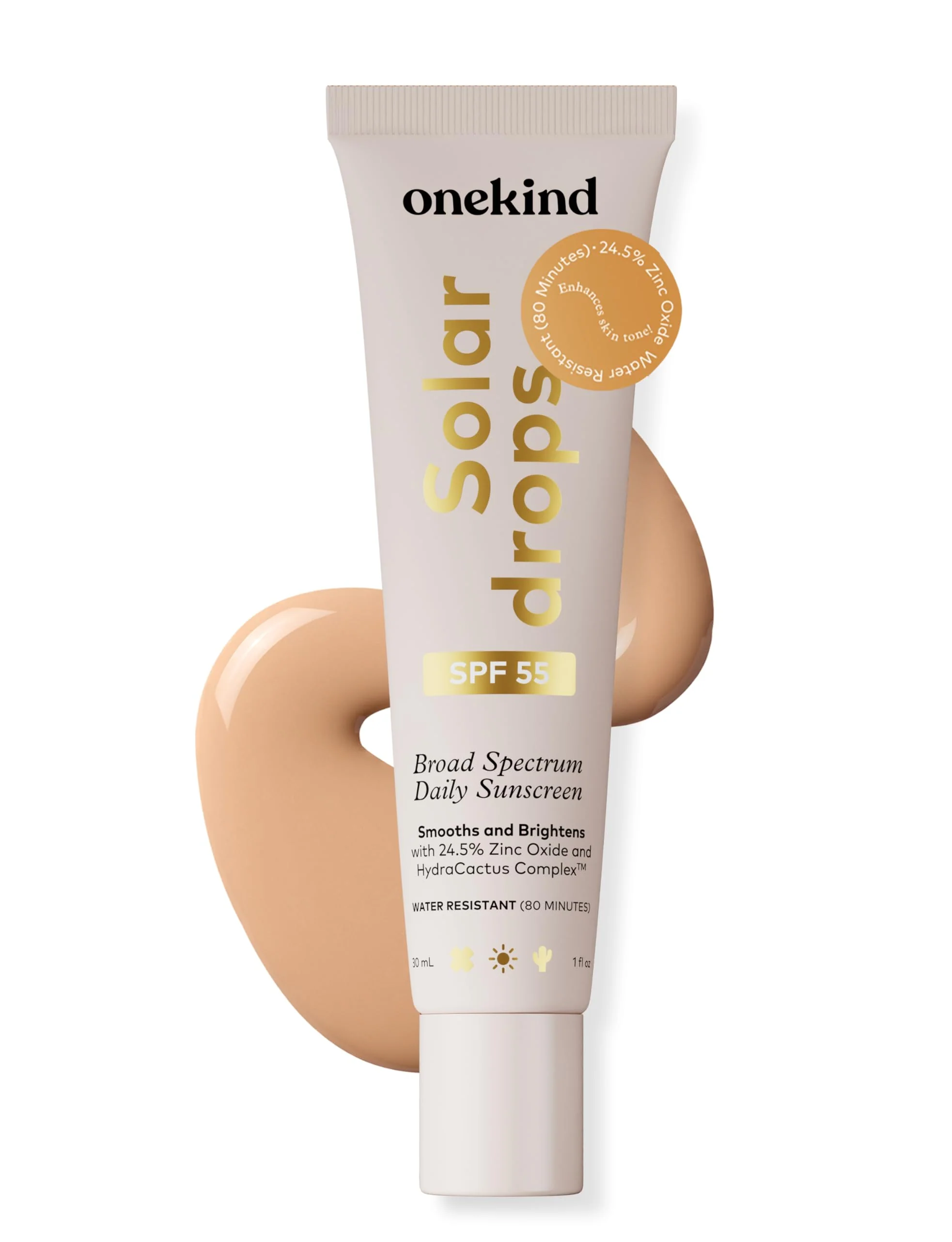 Versatile Onekind Solardrops SPF 55 Daily Mineral Sunscreen Serum for Sensitive Skin Lightweight Wrinkle Defense Non-Comedogenic Zinc Oxide Formula with UVA Solid