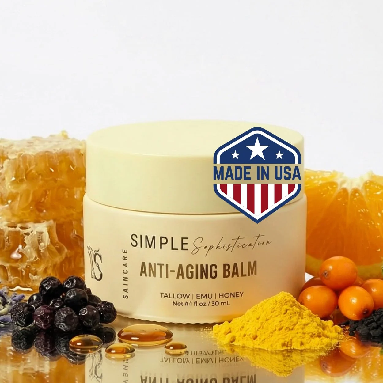Certified Simple Sophistication Tallow Emu Honey Balm Nourishing Face Body Moisturizer with Manuka Honey Emu Oil Non-Greasy Natural Skincare Anti-Aging Soft