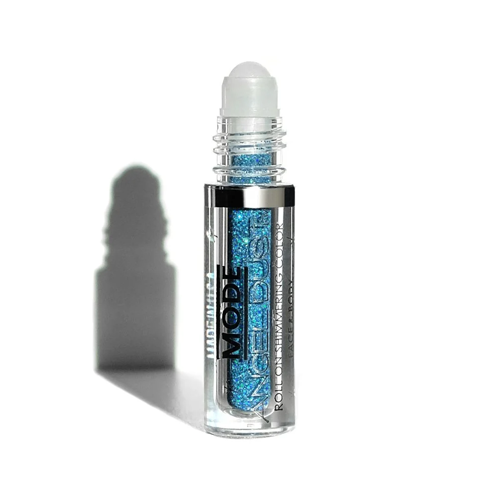 Stylish Mode Angel Dust Roll On Glitter HYPERSONIC Holographic Blue Sparkling High Performance 3D Loose Glitters for Face and Body Spill Proof Bottle Crafted