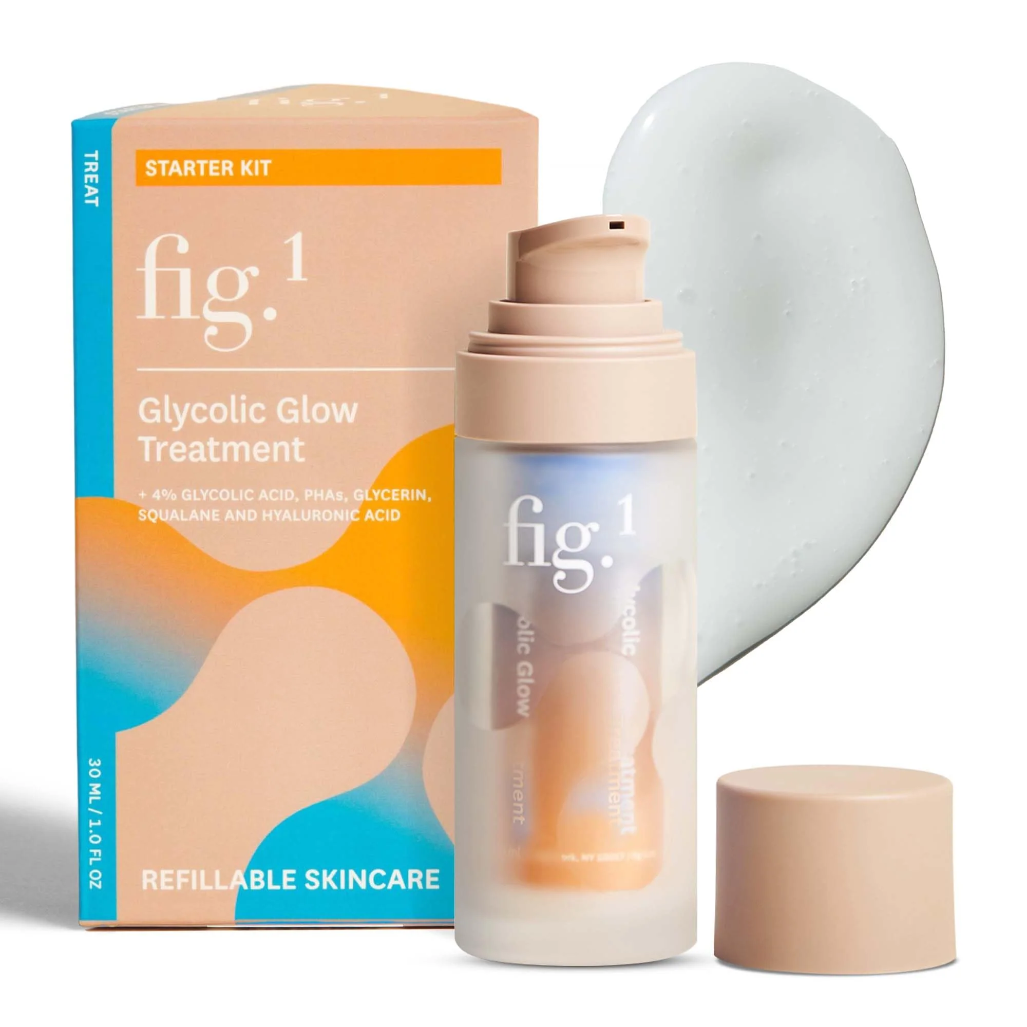 Authentic Fig.1 Glycolic Glow Treatment - 4 Glycolic Acid Face Exfoliant Exfoliating Glowing Emulsion Chemical Peel for Radiant Skin Hydrating PHA User-Friendly