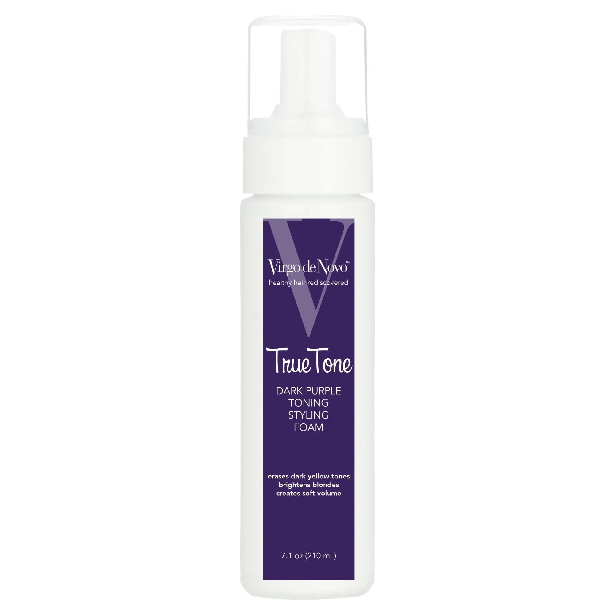 Outstanding Virgo de Novo Dark Purple Toning Styling Foam - Brightens Blondes - Brondes - Removes Dark Yellow Brassy Tones on Balayaged Bleached or Lightweight