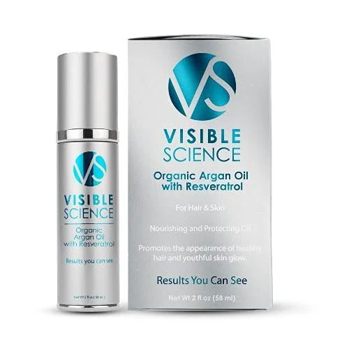 Visible Science Argan Oil Anti Aging Hair Serum - Hair Moisturizer to Repair Damaged Hair with Resveratrol - Antioxidants - Astaxanthin - Organic Practical
