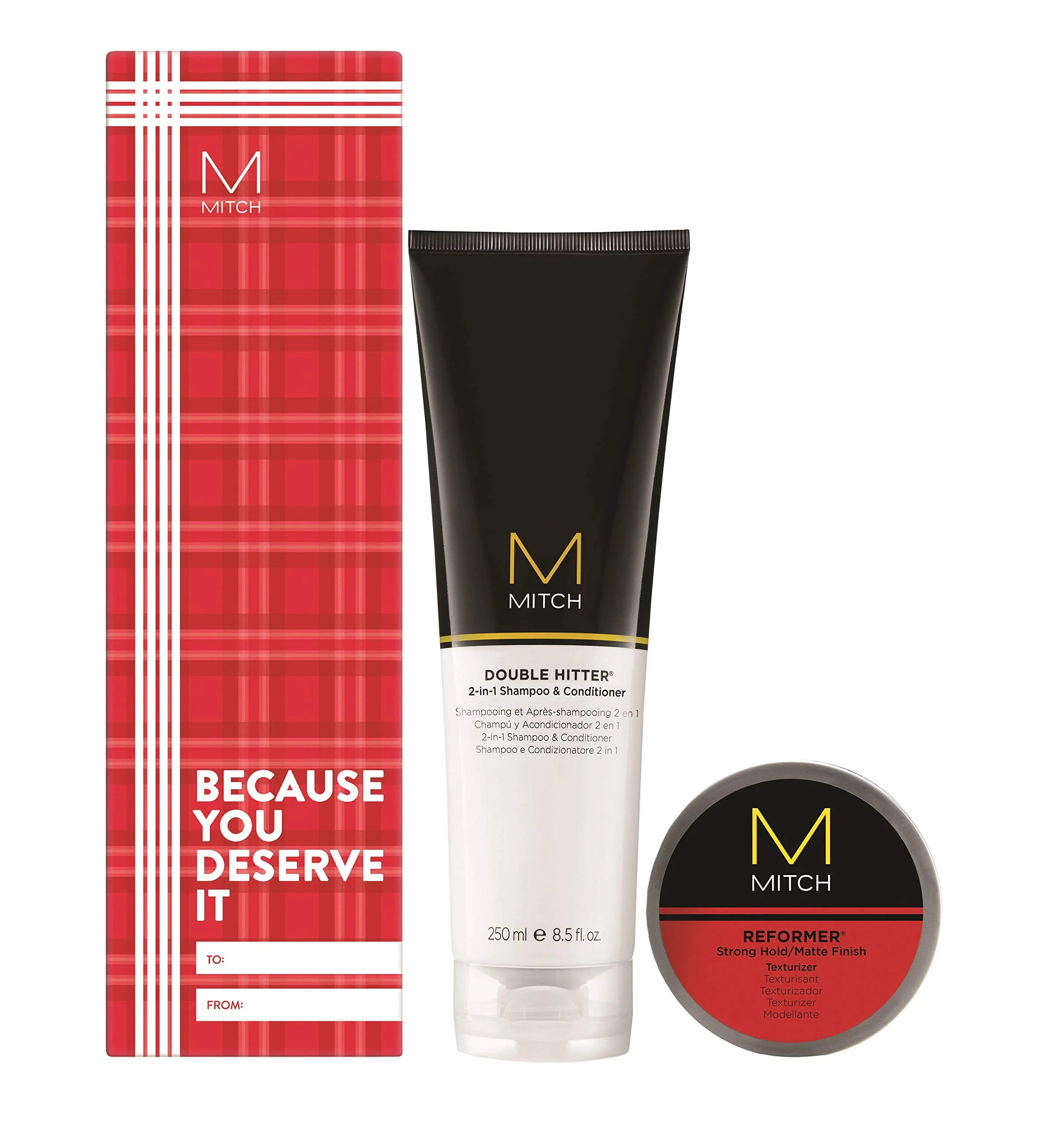 Easy-to-Use Paul Mitchell Mitch Strong Style Men's Gift Set with Double Hitter Shampoo and Reformer Paste Relaxed