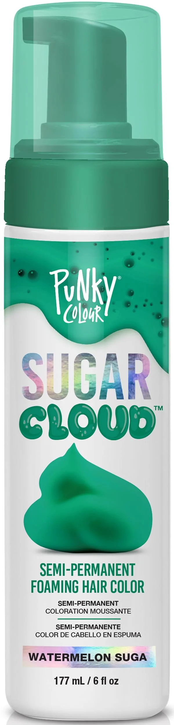 Environmentally Friendly Punky Sugar Cloud Semi-Permanent Foam Hair Color Watermelon Suga - Vibrant Hair Dye for Long-Lasting Color Easy Application Foam Hair Dye 6 fl oz. Soft