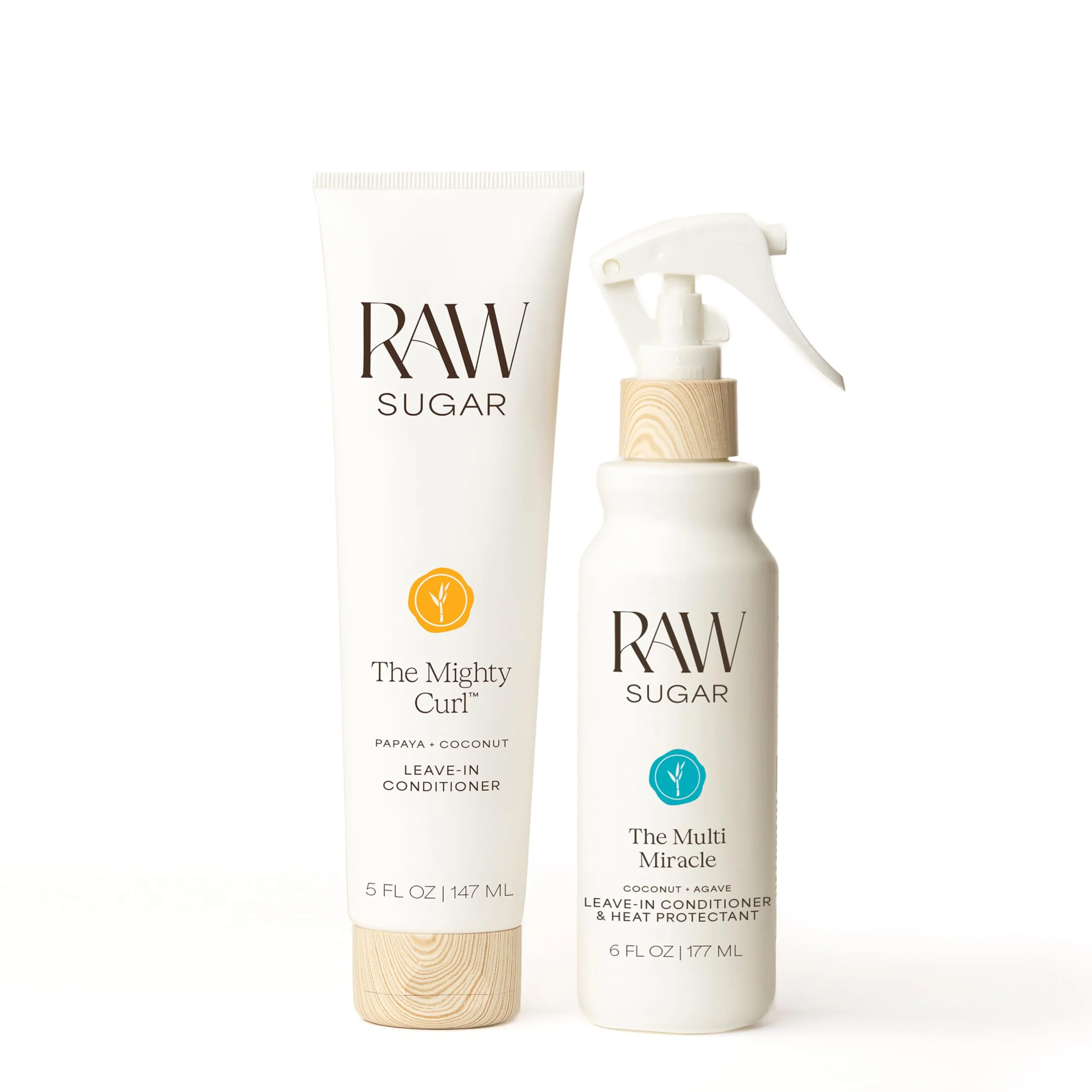 Certified Raw Sugar Leave In Conditioner Duo The Multi Hair Mist The Mighty Curl Cream 2 Products Heat Protectant Hydration and Frizz Control Quality