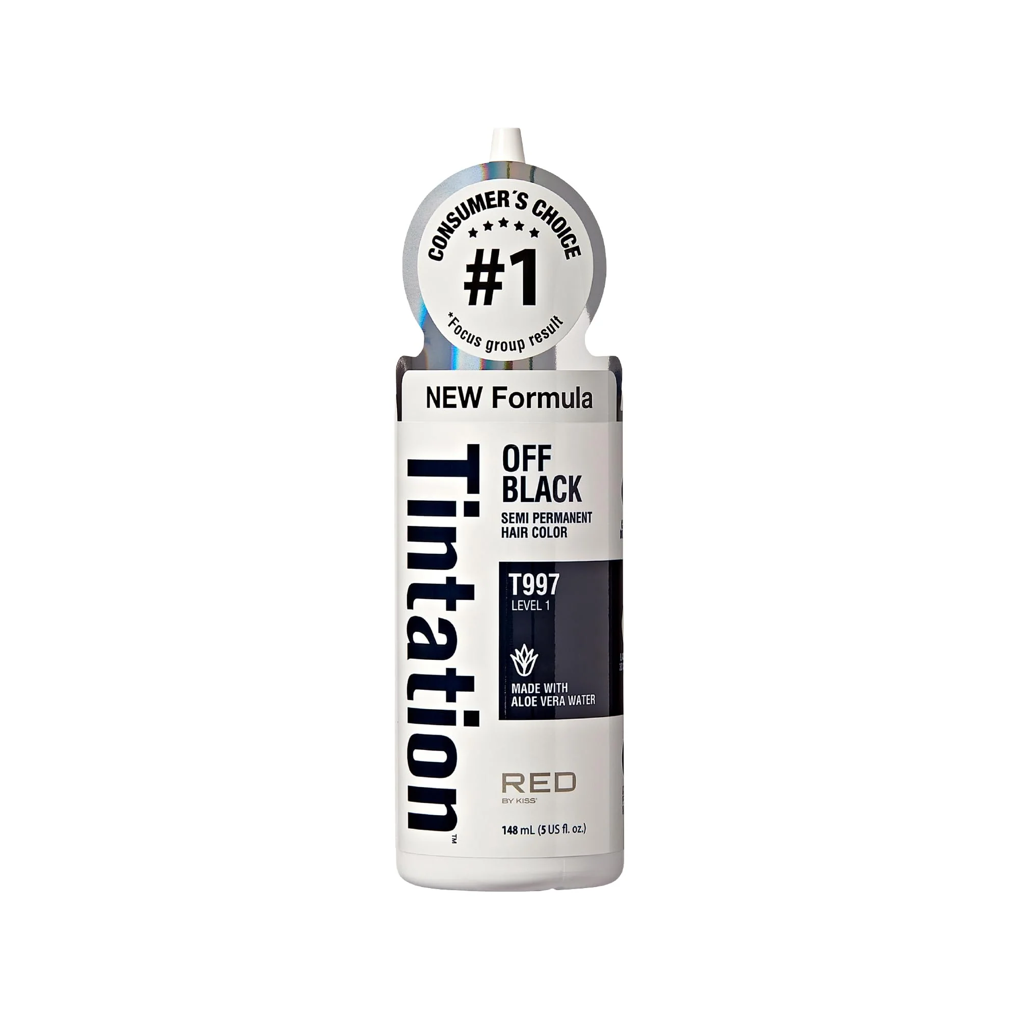 Breathable Red by Kiss Tintation Semi-Permanent Hair Color Aloe Vera Water Based Argan Oil Olive Oil Collagen Keratin Long-Lasting Color Dye Off Black 5 Smooth