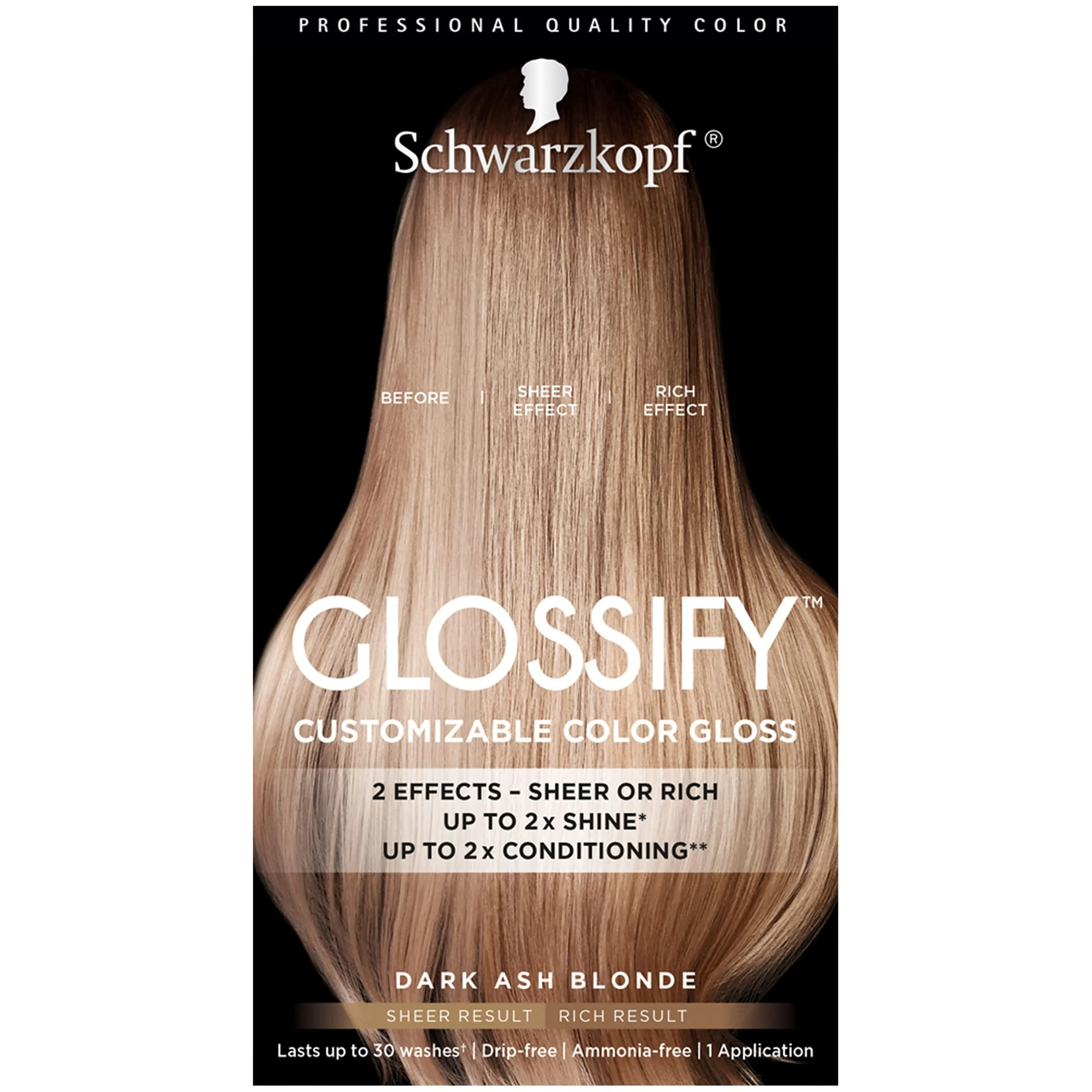 Selected Schwarzkopf Glossify Customizable Color Gloss Dark Ash Blonde Premium Material