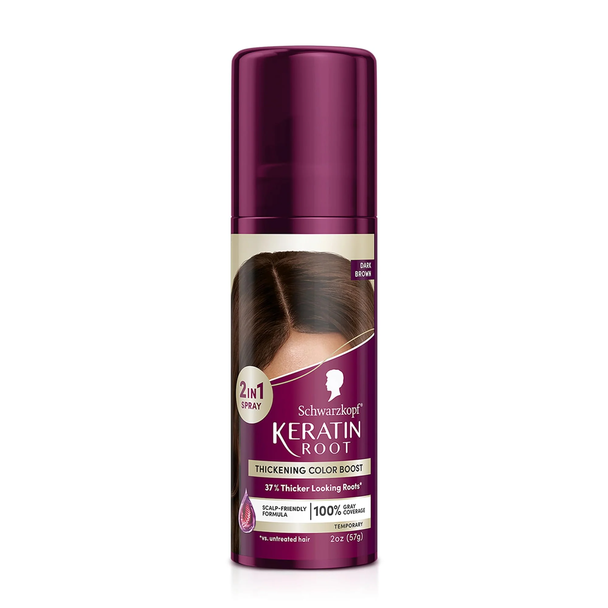 Classic Schwarzkopf Keratin Root Temporary Hair Color Spray Dark Brown Instant Gray Coverage Thicker Fuller-Looking Roots Easy-to-Use No Ammonia Low Secure