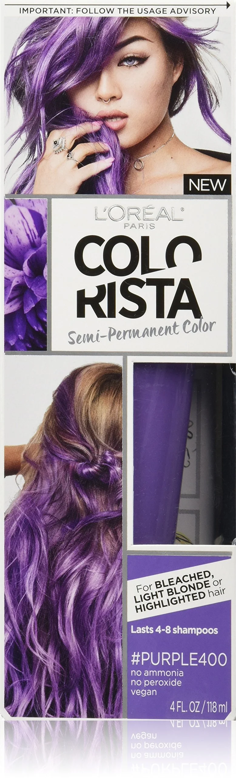 Detailed L'O Paris Colorista Semi-Permanent for Light Blonde or Bleached Hair Purple Trusted