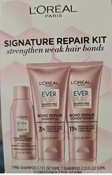 Carefully Designed L'O Paris EverPure Sulfate Bond Repair Shampoo and Conditioner 3 PC Set Traditional