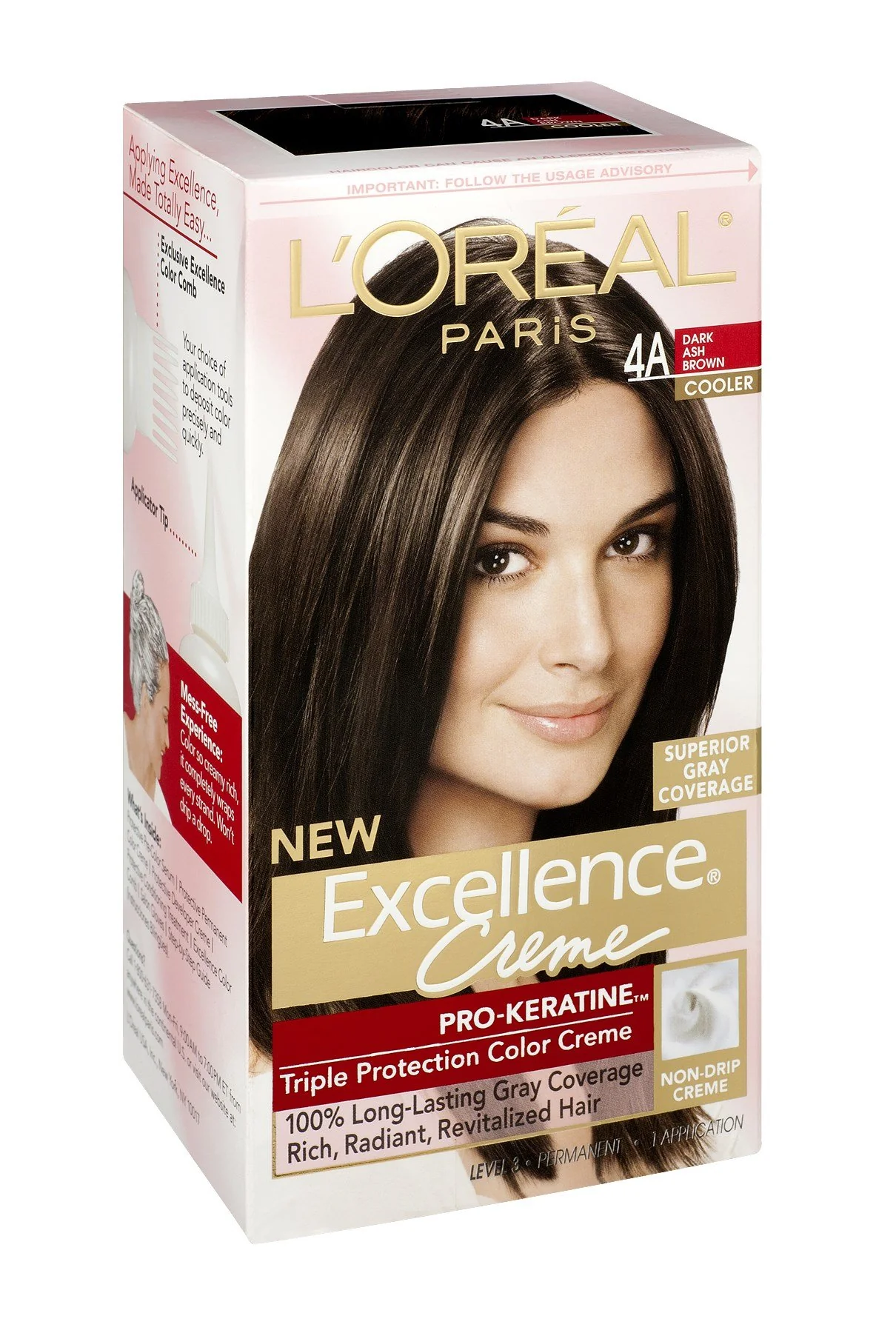Lightweight L'O Paris Excellence Creme Haircolor Dark Ash Brown 4A Cooler 1 ea Pack of 9 Detailed