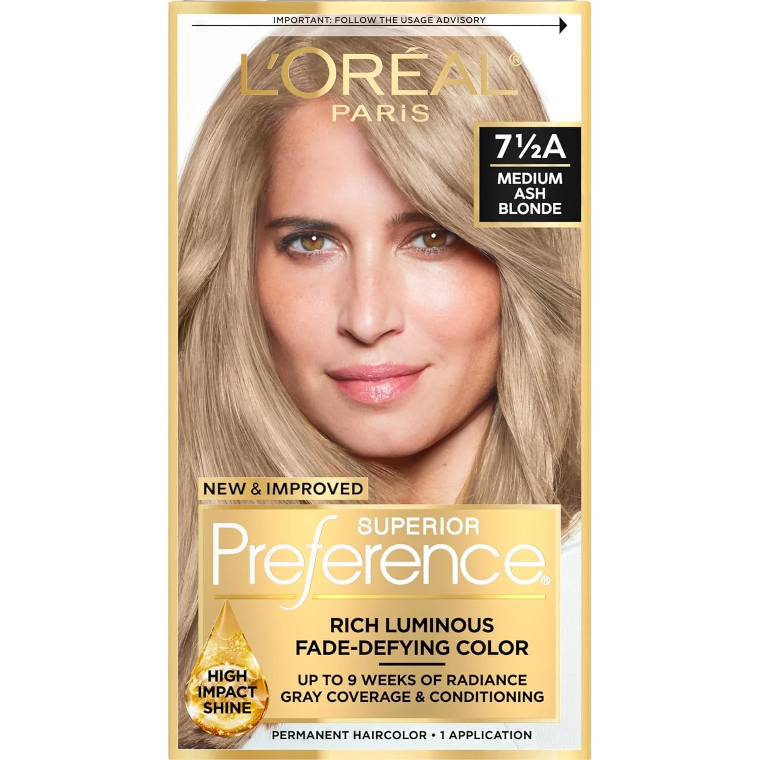 Lightweight L O ParisSuperior Preference Hair Color 7-1 2A Medium Ash Blonde Cooler 1 Each Easy-to-Use
