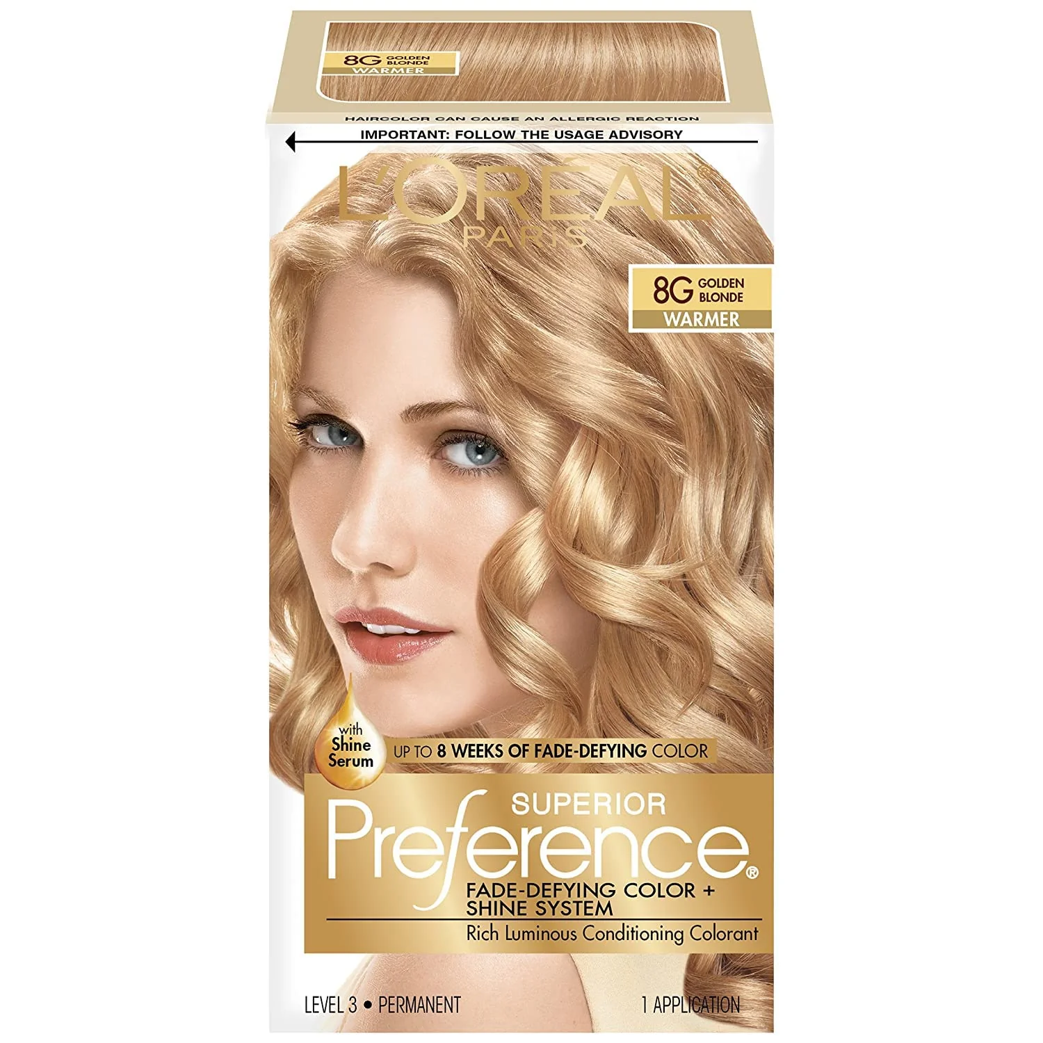 Casual L'O Paris Superior Preference Fade-Defying Shine Permanent Hair Color 8G Golden Blonde Pack of 2 Hair Dye Fine Crafted