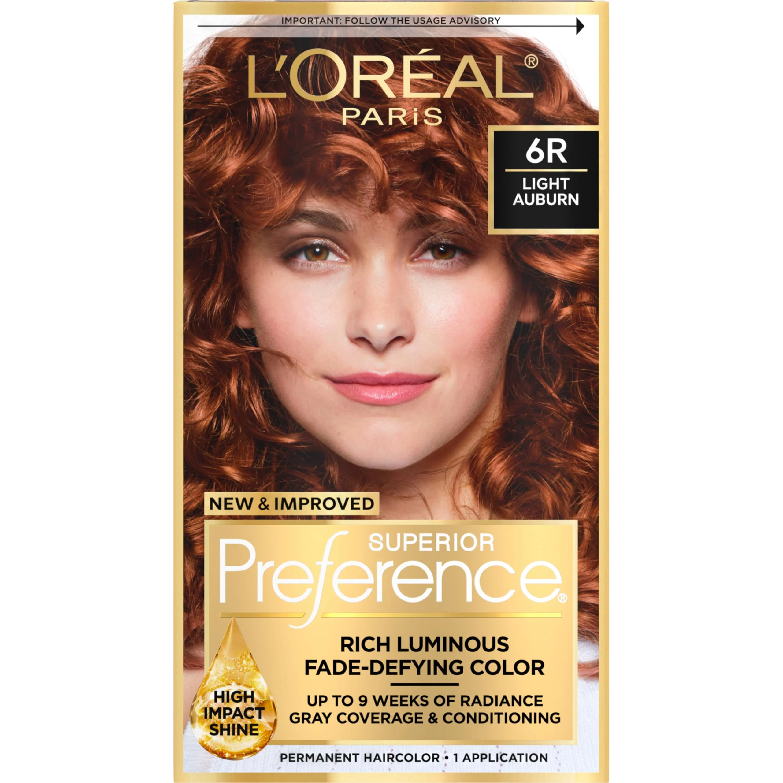 Certified L'O Paris Superior Preference Luminous Fade-Defying Permanent Hair Color Hair Dye For Up to 9 Weeks of Radiance Light Auburn 6R 1 Hair Dye Kit Refined