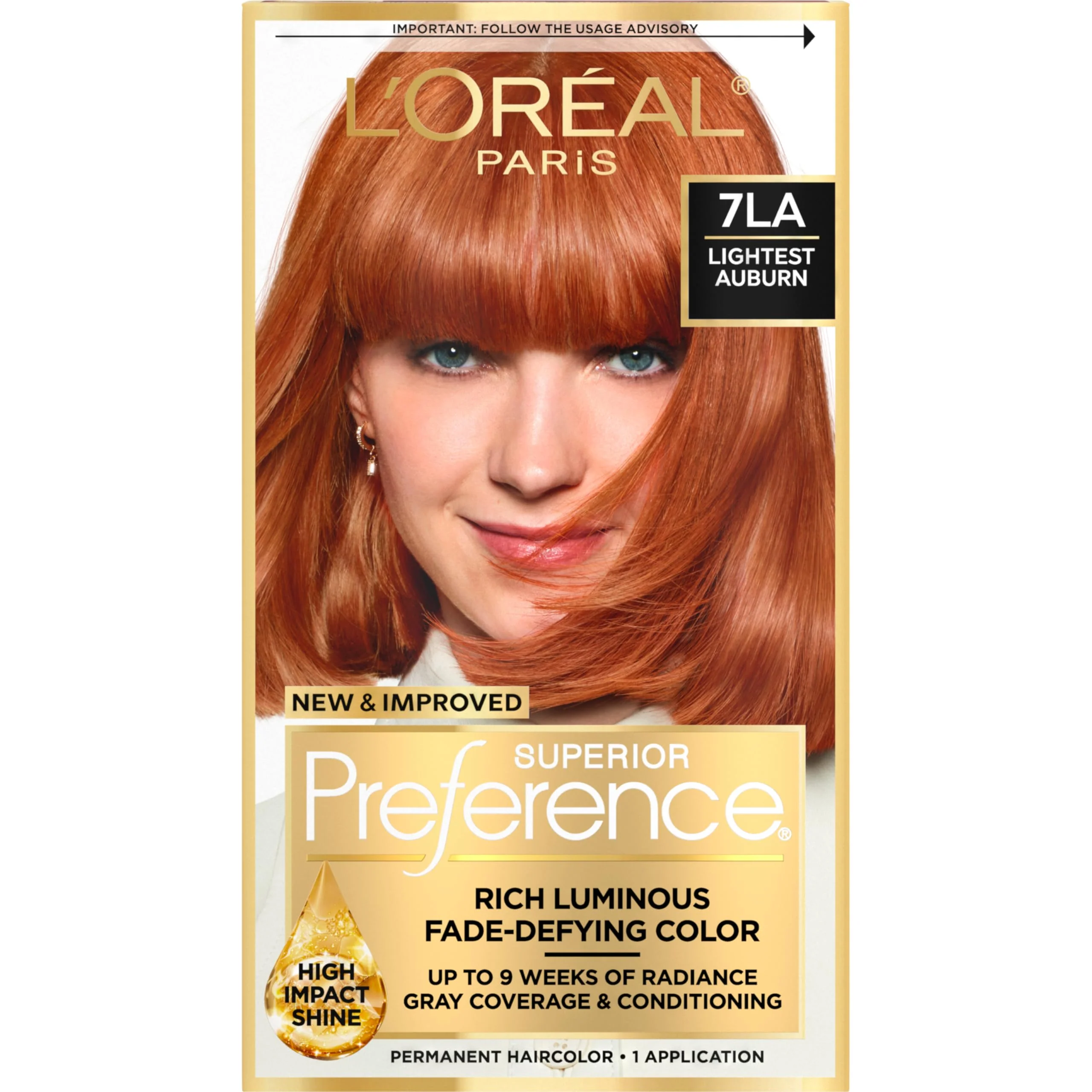 Durable L'O Paris Superior Preference Luminous Fade-Defying Permanent Hair Color Hair Dye For Up to 9 Weeks of Radiance Lightest Auburn 7LA 1 Hair Dye Artisan
