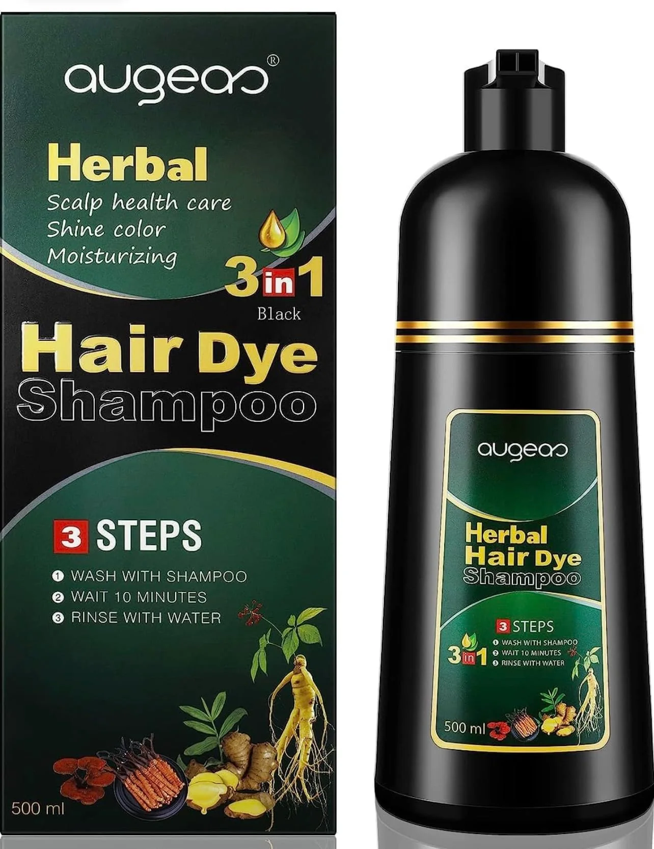Carefully Designed Maani Essence AUGEAS 500ML Hair Shampoo Permanent Hair Color Shampoo Hair Dye Shampoo Black Hair Shampoo 3 IN 1 Organic Herbal Natural Fast Hair User-Friendly