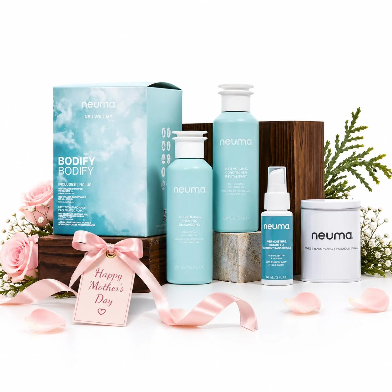 World-Class Neuma Neu Volumizing Mothers Day Gift Set Relaxation Gifts for Women Hair Care Set with Volume Shampoo Conditioner Neu Moisture Instant-Fix Versatile