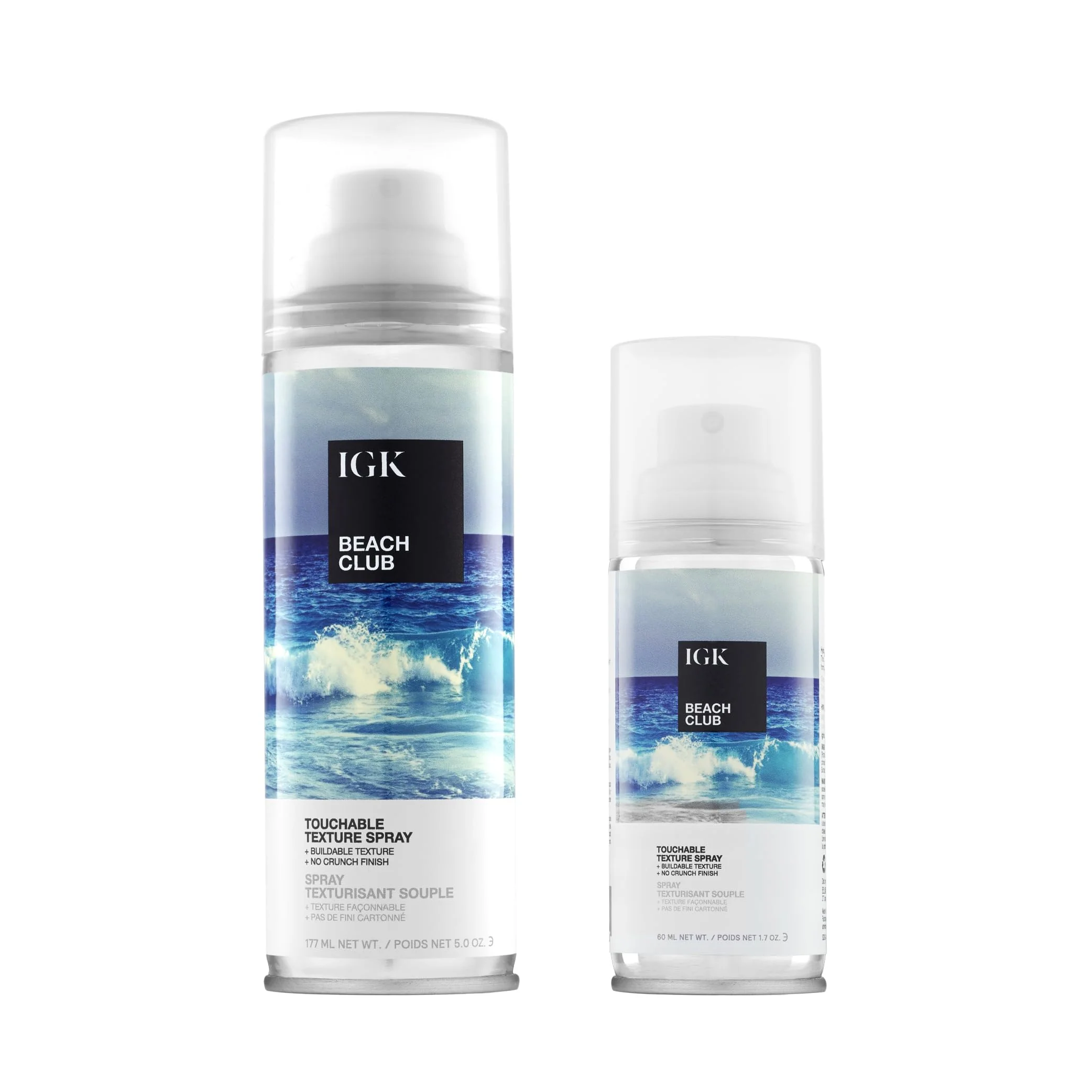 High-End IGK BEACH CLUB Touchable Texture Spray Travel Bundle Hold Volume Lightweight Vegan Cruelty 5 Oz 1.7 Oz Durable