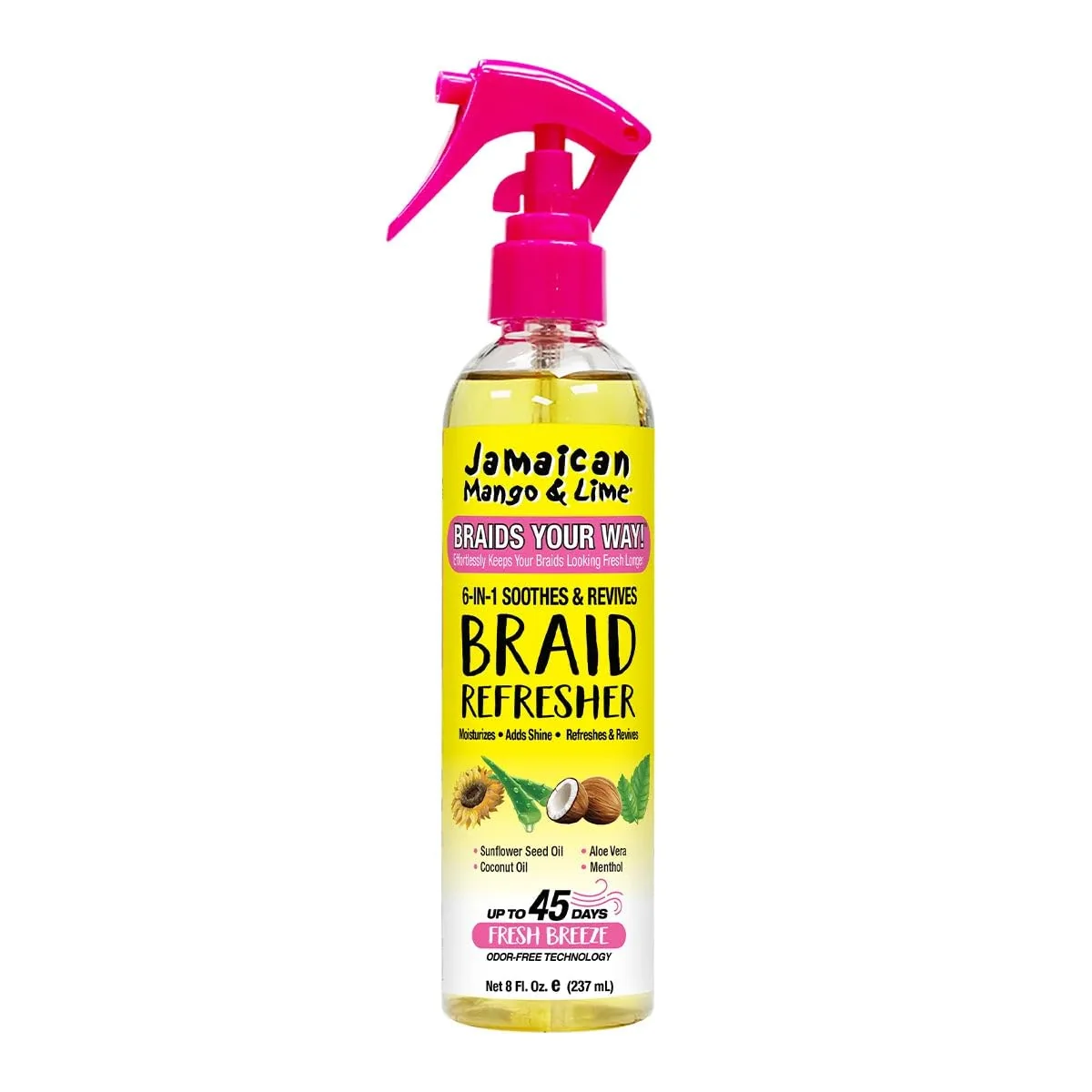 World-Class Jamaican Mango Lime Braids Your Way 6-in-1 Braid Refresher Spray - Scalp Mist for Braids Locs Twists - Anti-Itch Odor Eliminator Shine Spray Reliable