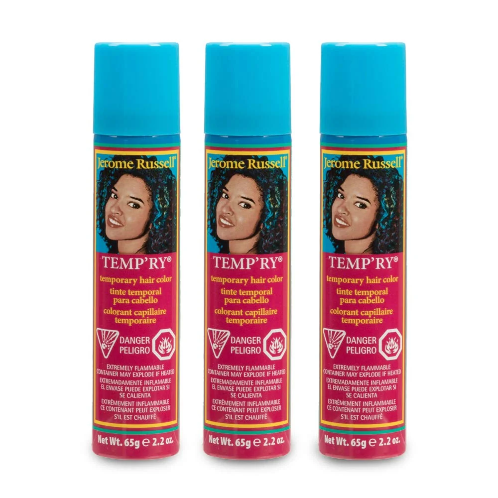 Environmentally Friendly Jerome Russell Temp'Ry Spray-On Blue Hair Color 2.2Oz X 3 Pack Flexible